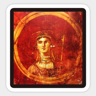 APHRODITE VENUS MEDALLION PORTRAIT IN RED GROUND Antique Pompeii Fresco Sticker